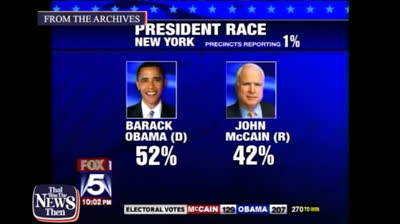 WNYW Fox 5 News 10PM - Barack Obama on his way to become the 1st African-American president - November 4, 2008